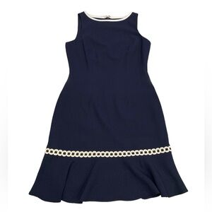 Karl Lagerfeld Navy and White Midi Dress